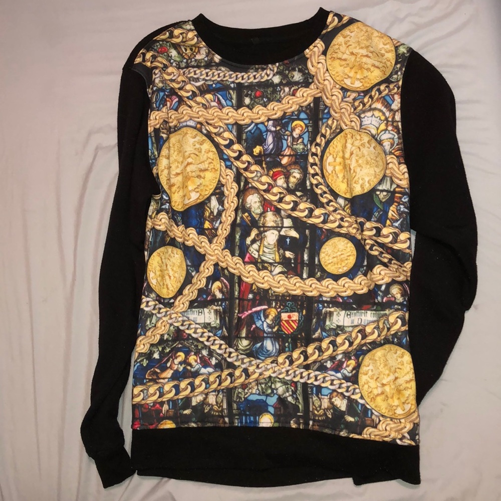 Black gold chain god sweater